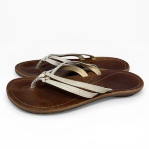 OluKai Kapehe Luana Leather Sandals Womens Size US 8 Brown Comfort Flip Flops